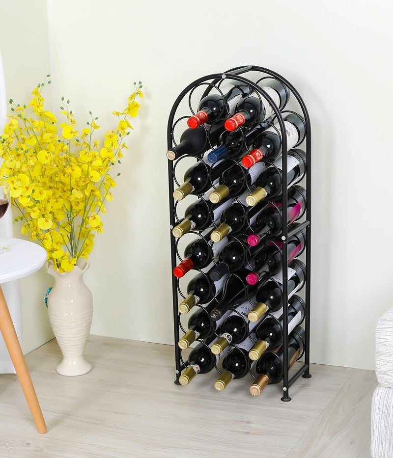 PAG 23 Bottles Arched Freestanding Floor Metal Wine Rack Wine Bottle Holders Stands, Black - Image 4